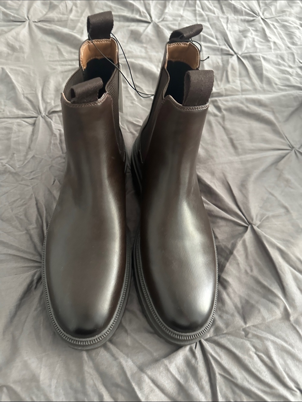 H&M Dark Brown Chukka Boots - Smooth Leather Pull-Tab Design